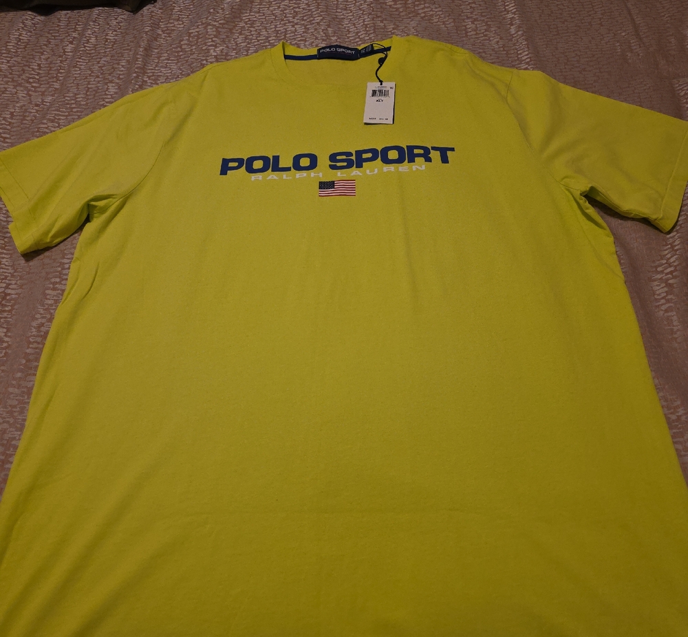 Polo by Ralph Lauren Neon Yellow Polo Sport Tee with Navy Logo